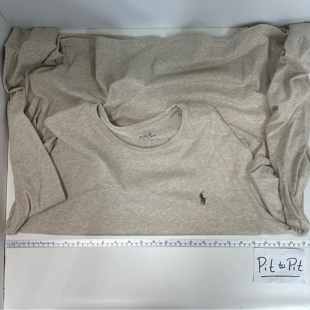 POLO RALPH LAUREN Men’s Top Pullover Long Sleeve Logo Heather Tan Sz XL … - Picture 7 of 10